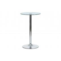 Barový stůl AUB-6070 CLR, sklo/chrom, Ø 60 cm