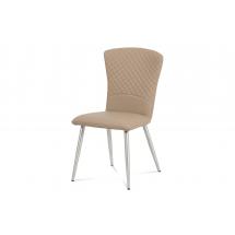 Jídelní židle koženka cappuccino / broušený nerez