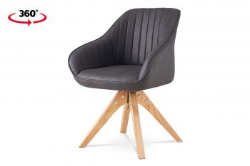 Jídelní židle, šedá látka v dekoru broušené kůže, nohy masiv kaučukovník AUTRONIC HC-772 GREY3