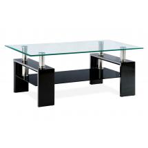 Konferenční stůl černá lesk/sklo čiré110x60x45 cm,8 mm sklo,černá polička