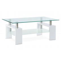 Konferenční stůl bílá lesk/sklo čiré110x60x45 cm, 8 mm sklo,mléčná polička