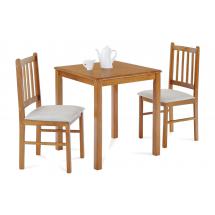 set 1+2,solid top table 69x69 + 2pcs 4 slats small jaya chairs with cushion L2537 seats, oak