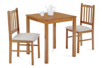 set 1+2,solid top table 69x69 + 2pcs 4 slats small jaya chairs with cushion L2537 seats, oak AUTRONIC JAGUAR OAK