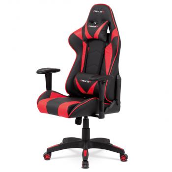 Kancelářská židle červená koženka / černá látka AUTRONIC KA-F03 RED