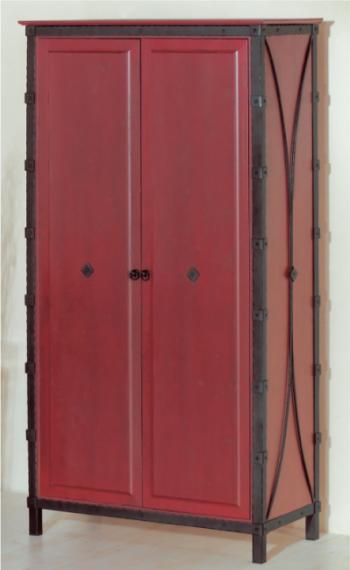 Šatní skříň dvoukřídlá s šatní tyčí a policemi, smrk 53 x 200 x 106 cm IRON ART K 0927B