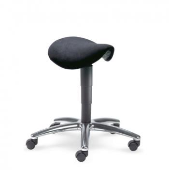 Otočná stolička MEDI se sedlovým sedákem a černými plastovými díly,čalouněná Mayer 1207_S_30