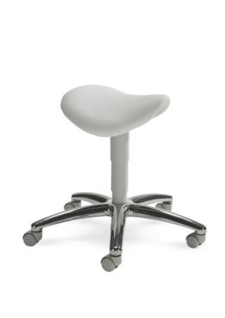 Otočná stolička MEDI se sedlovým sedákem a světle šedými plastovými díly, čalouněná