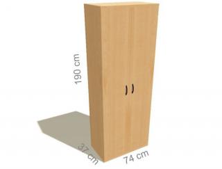 Kancelářská skříň šatní STABIL, 74x37,2x190cm  